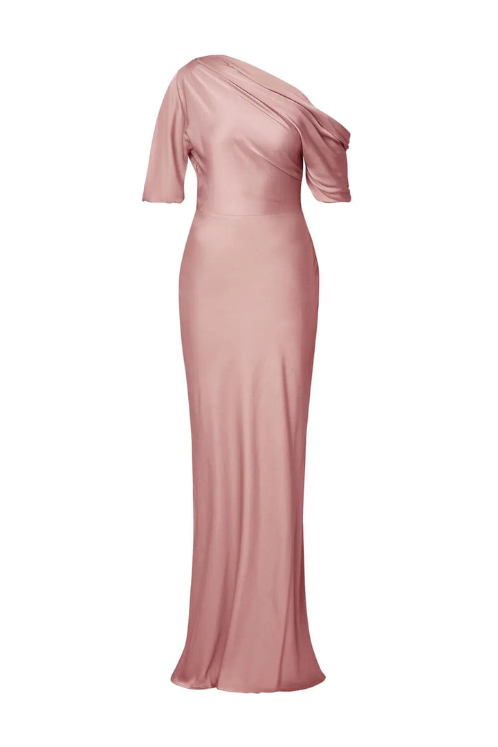 Marisa asymmetrical satin maxi dress