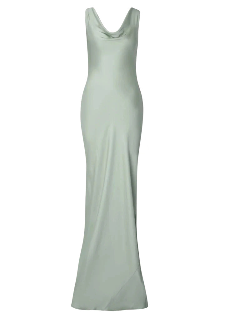 Leah cowl satin maxi dress