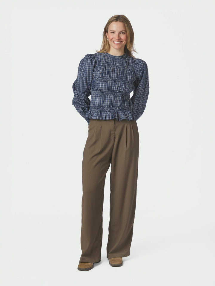 marcia check blouse blue