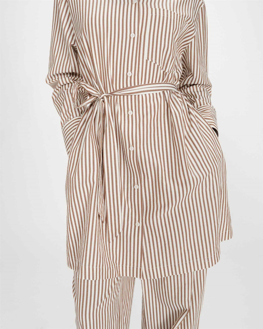 Visery striped belted short shirt dress