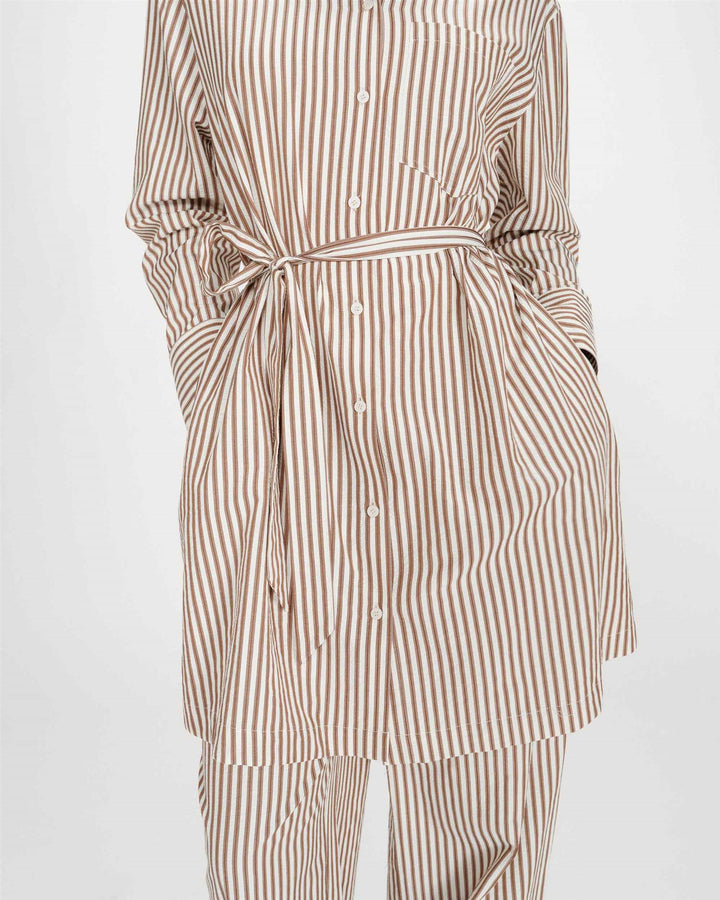 Visery striped belted short shirt dress