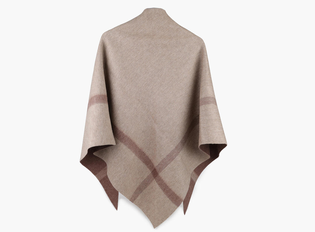 Nina double sided wool shawl mørk brun