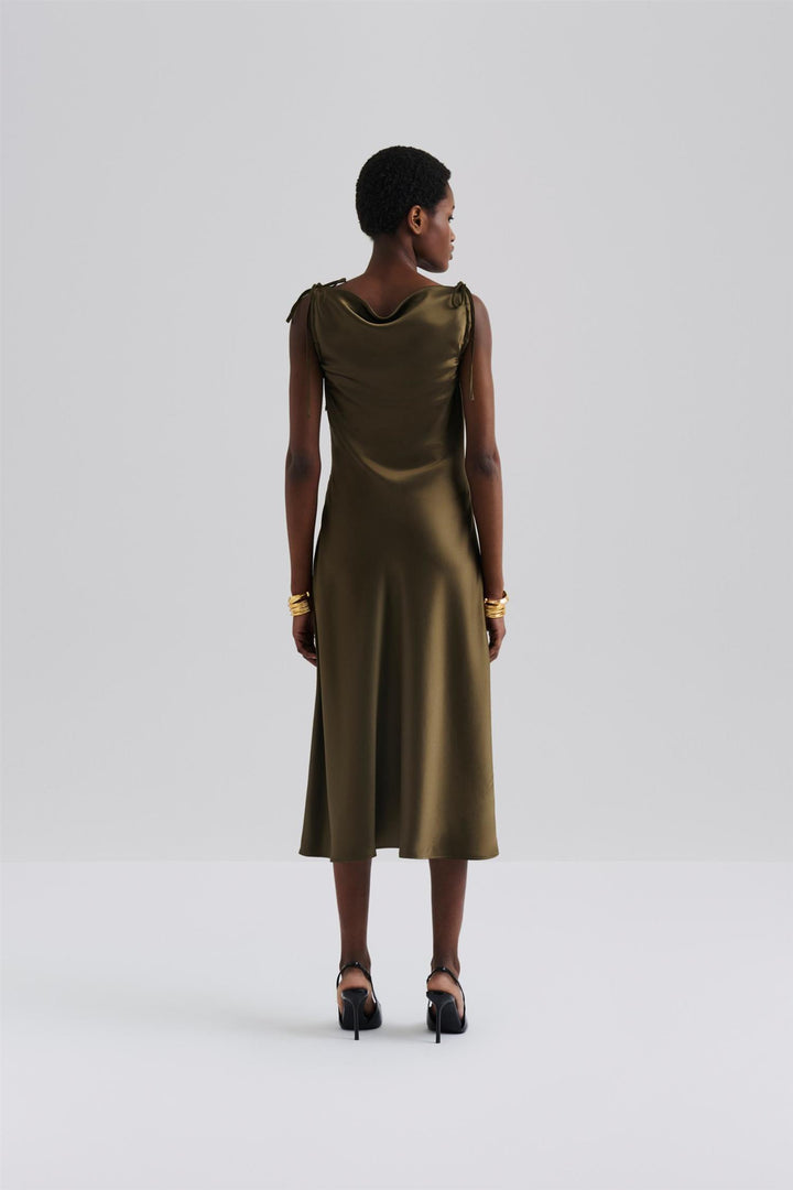 Zarea Tie Satin Mid dress