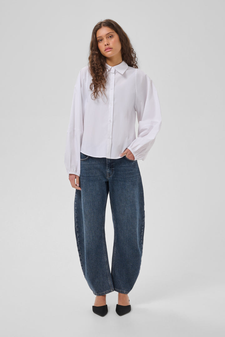 Sunna balloon sleeve shirt bright white