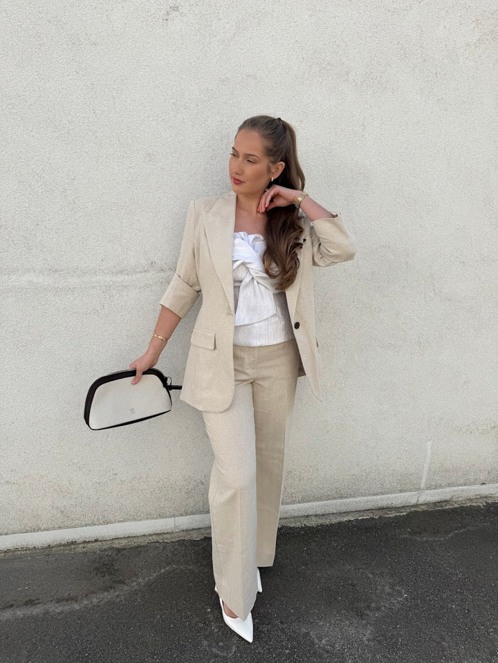 LeenaCC Linen Fitted Blazer