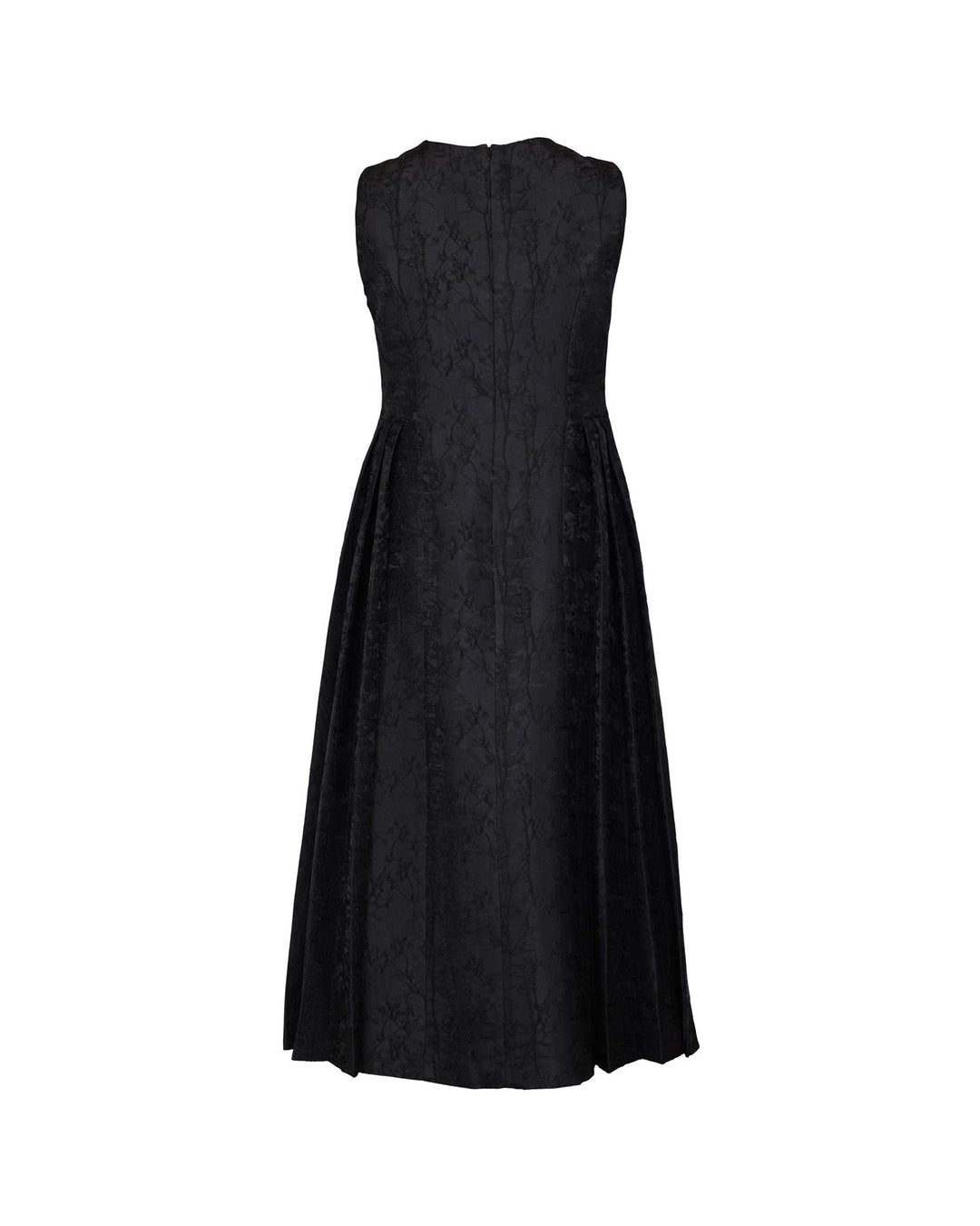 Brocade pleated midi dress black