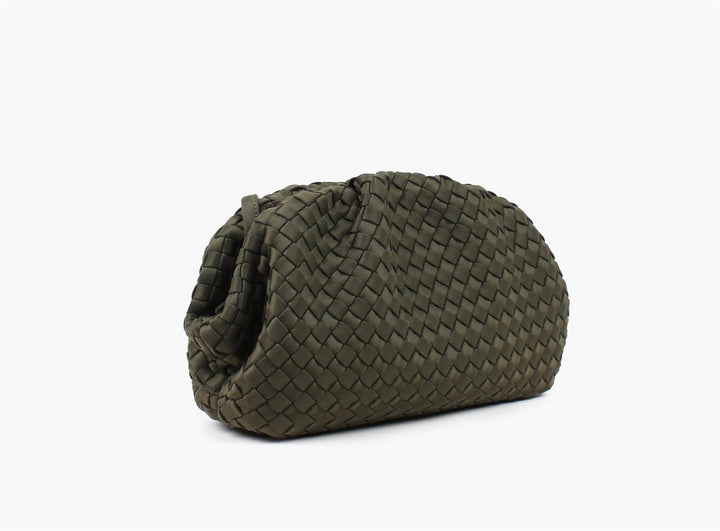Annabel neoprene clutch mørk olivengrønn