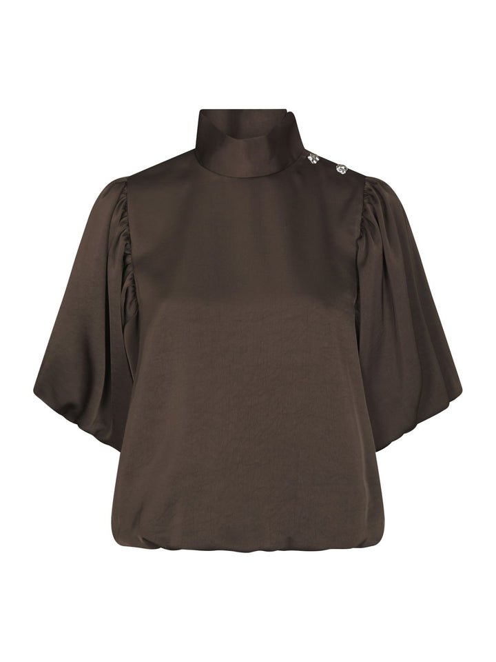 Parisa heavy sateen blouse dark brown