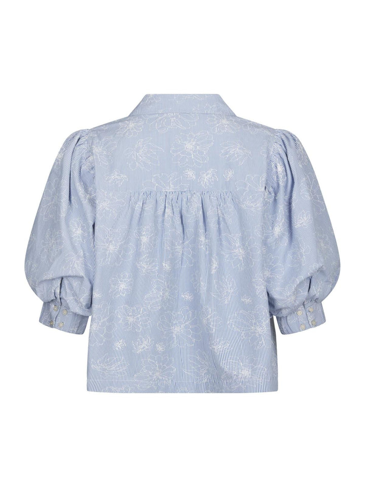 Etta flower stripe shirt light blue