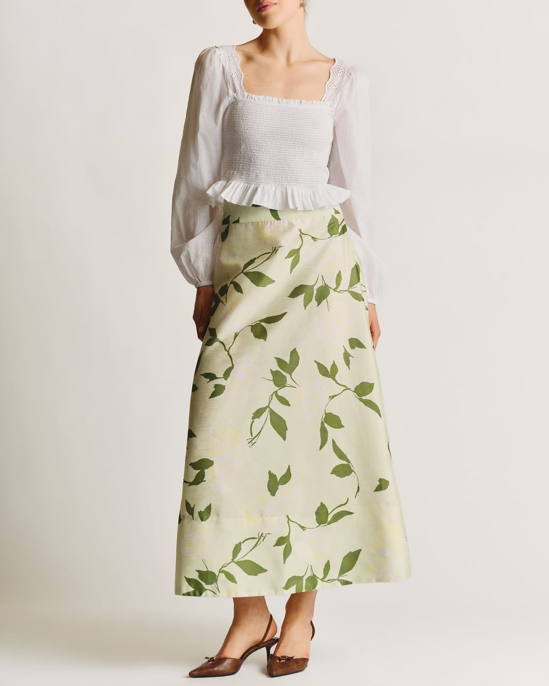 Taffeta maxi skirt soft pastel