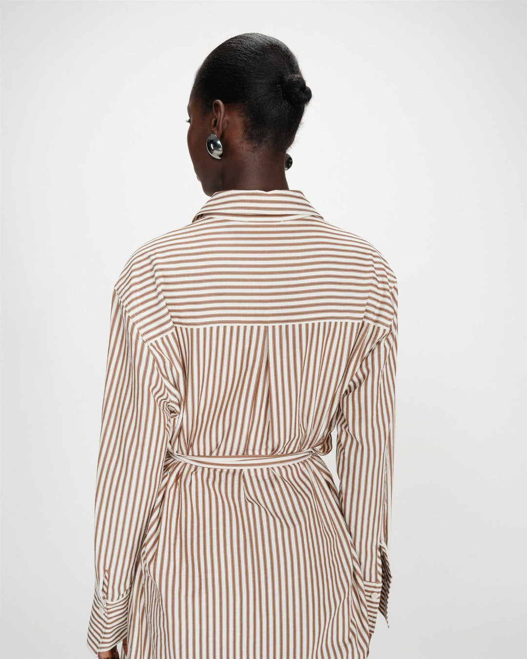 Visery striped belted short shirt dress