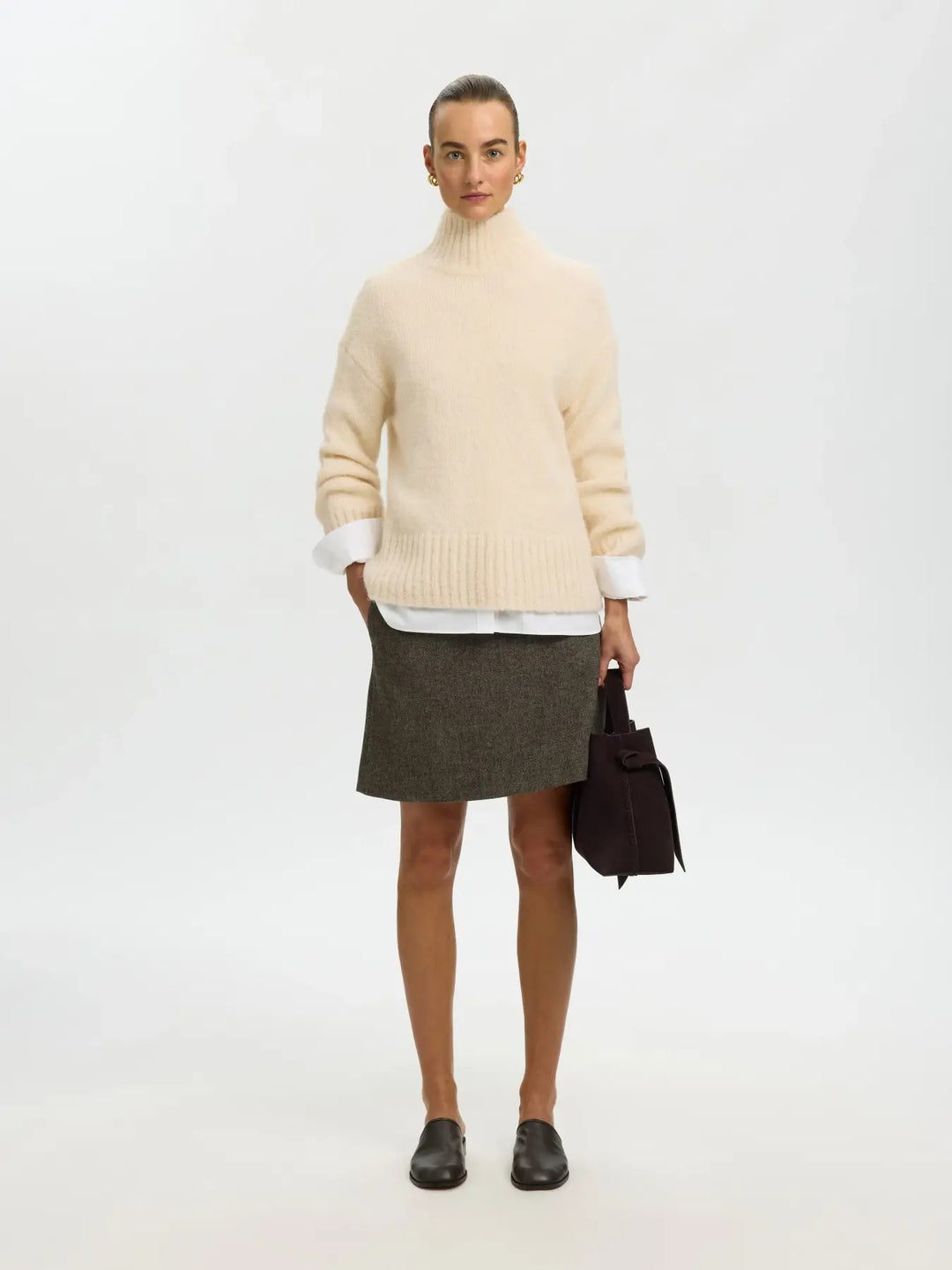Gabriella knit high neck birch