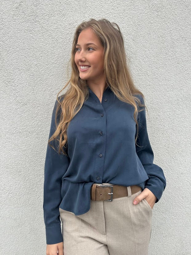Silkebluse Classic Navy