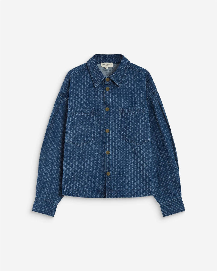 Adriana printed denimshirt medium blue
