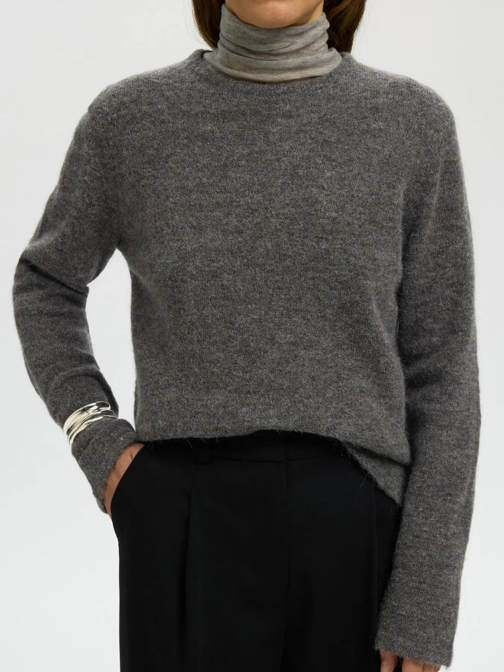 lulu new knit o-neck medium grey