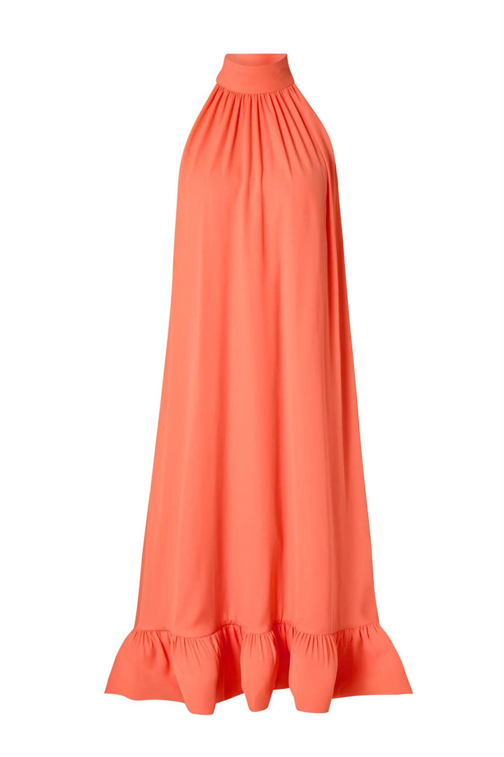 Sabrina halterneck ruffled maxi dress