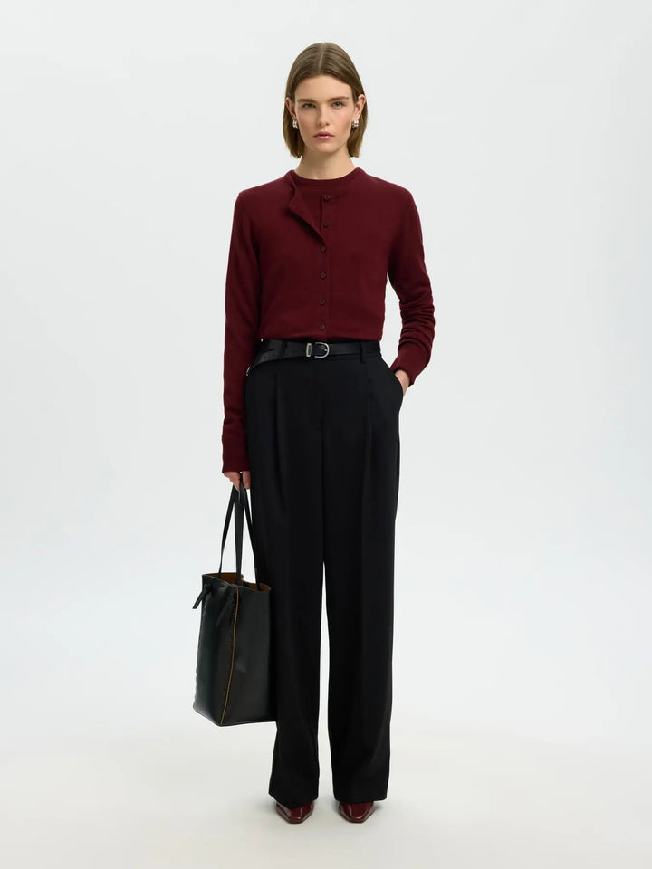 thea knit merino cardigan tawny port