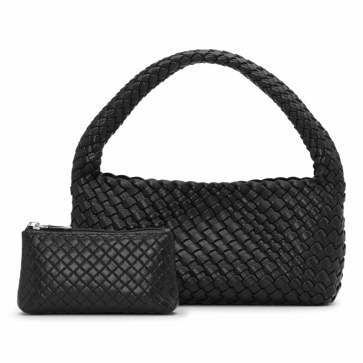Woven mini bag pouch black