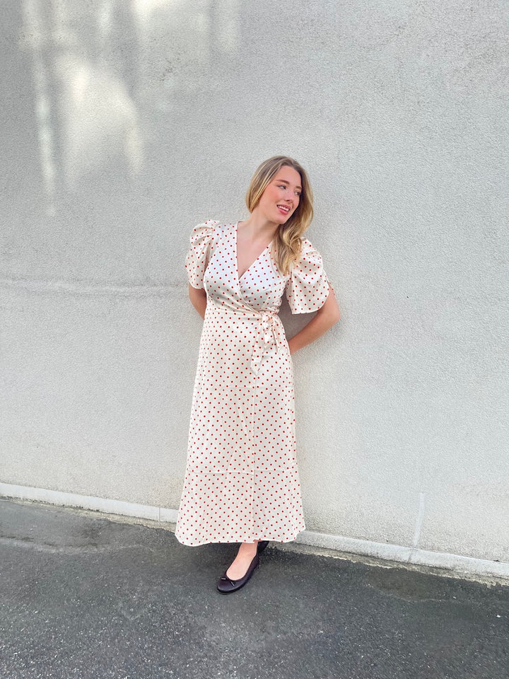 Cambria Dot Wrap Dress