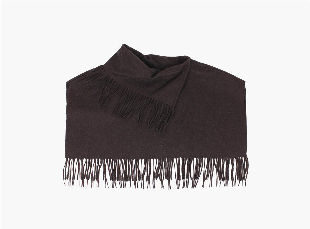 Oda wool fringe poncho mørk brun