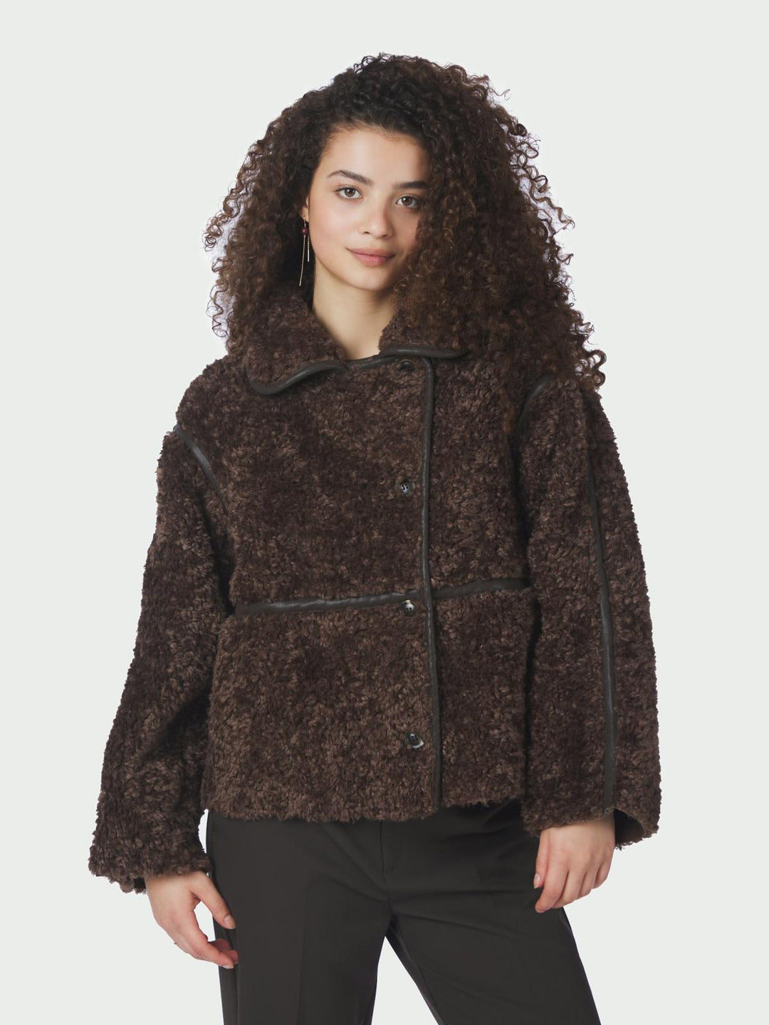 Castor faux fur jacket dark brown