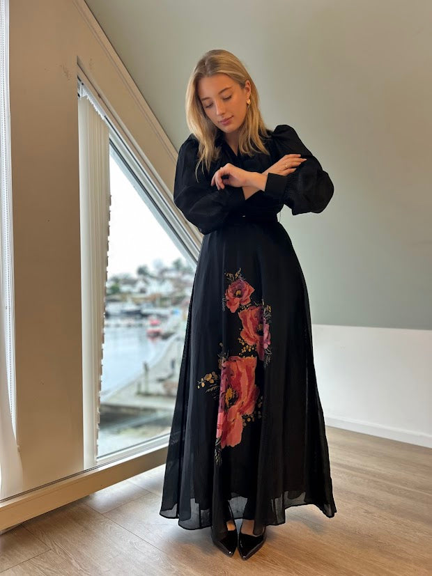 Striped organza belt dress