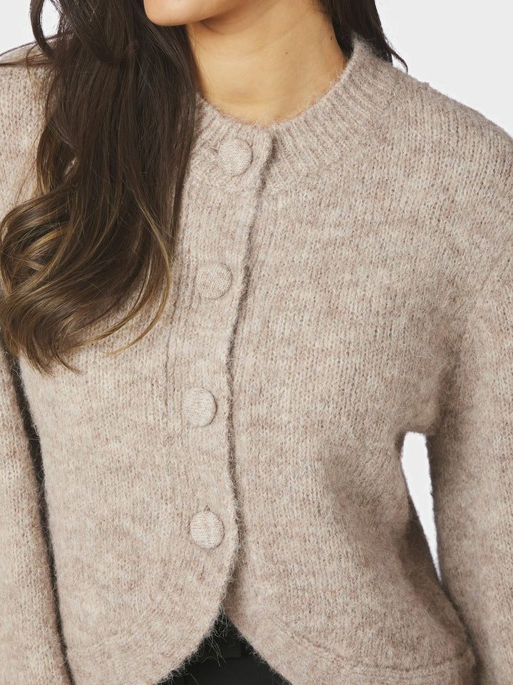Gio fluffy knit cardigan beige