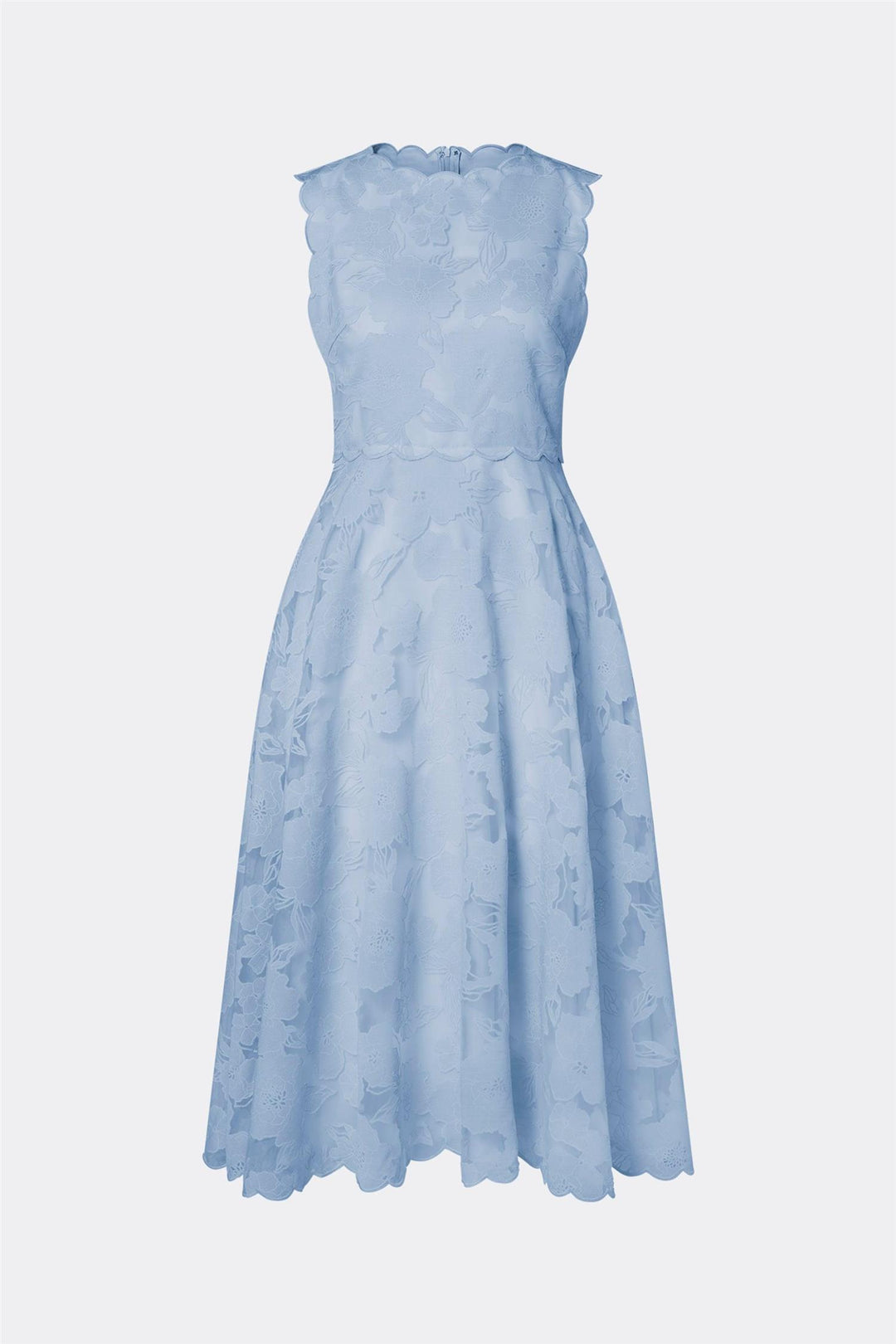 Elin round neck lace midi dress sky