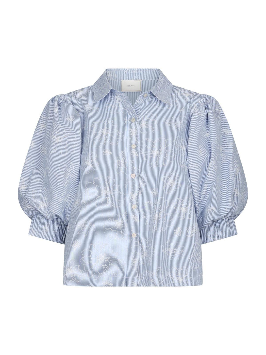 Etta flower stripe shirt light blue