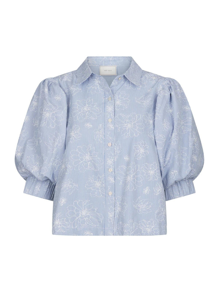Etta flower stripe shirt light blue