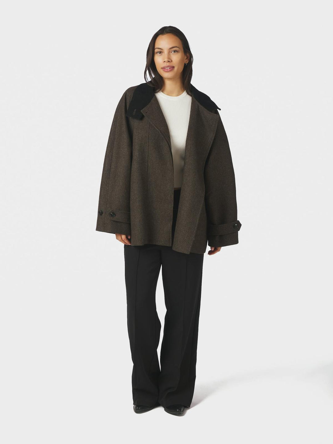 Mariel mini check jacket brown