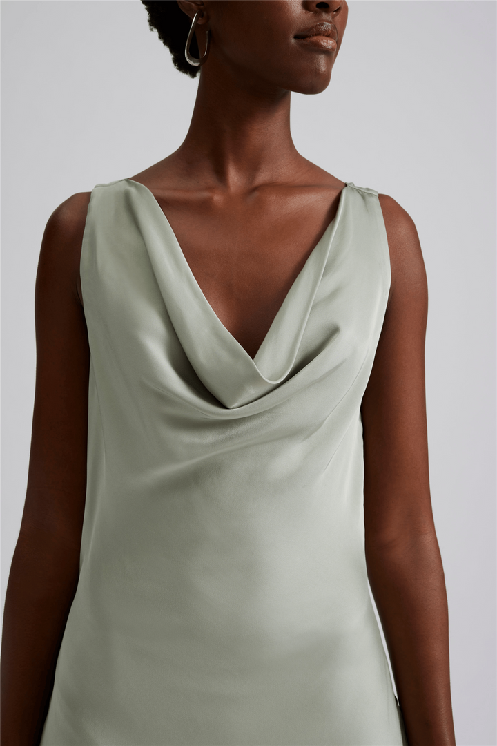 Leah cowl satin maxi dress