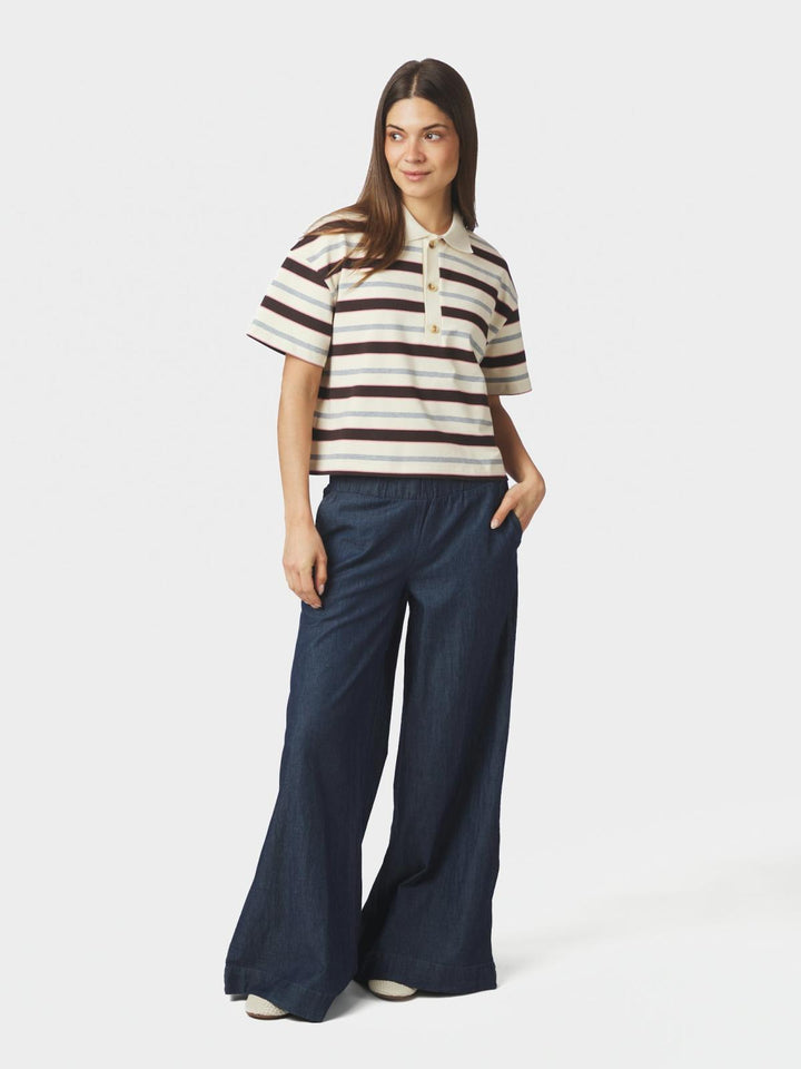 Vennera triple stripe polo tee grey
