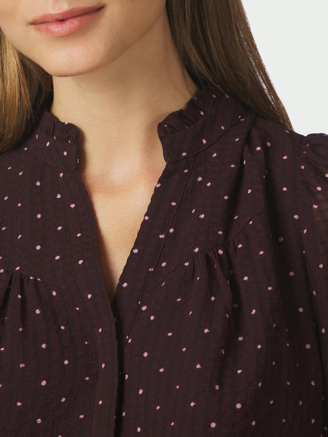 Astrida dotted blouse burgundy