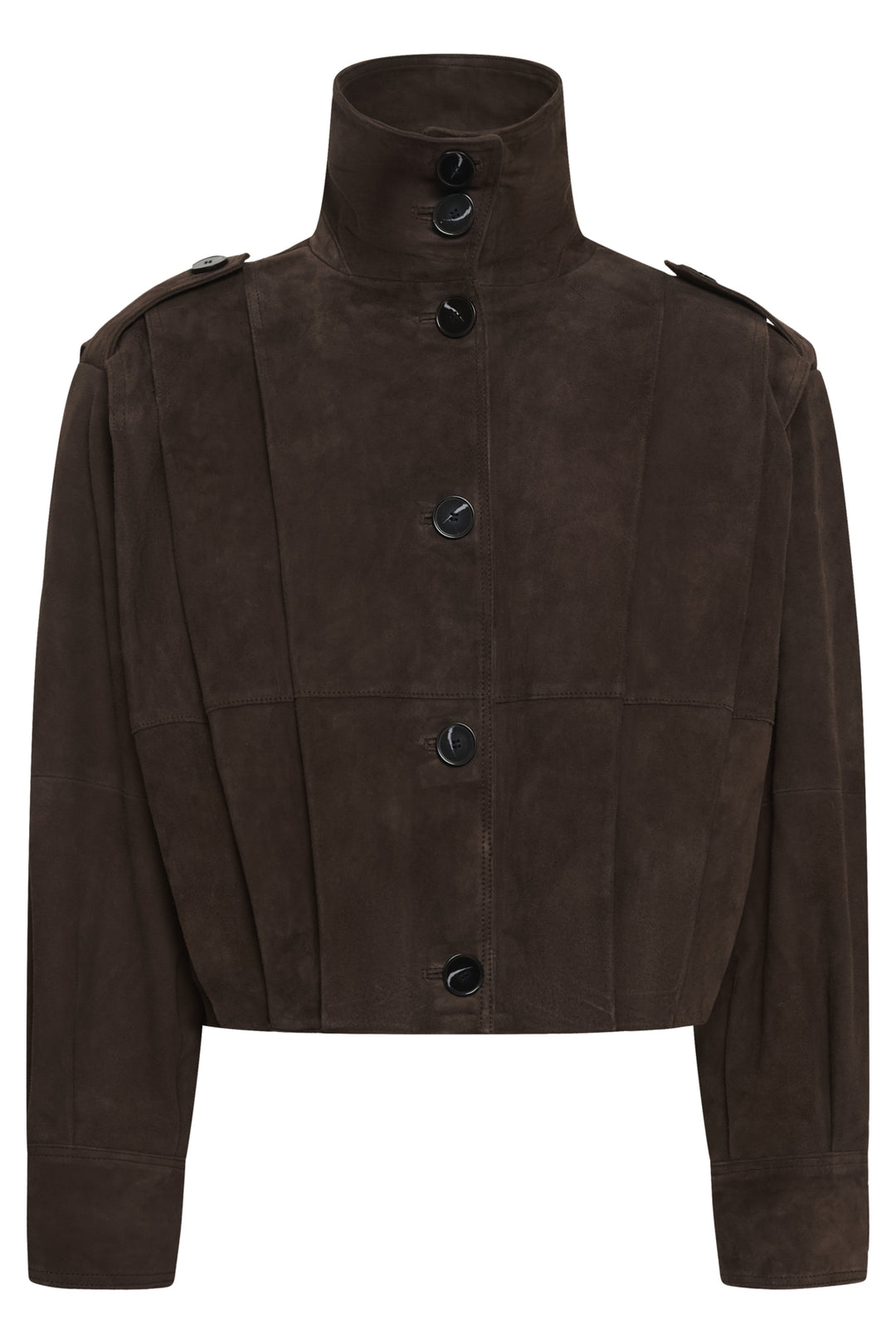 Petra suede pleat jacket dark brown