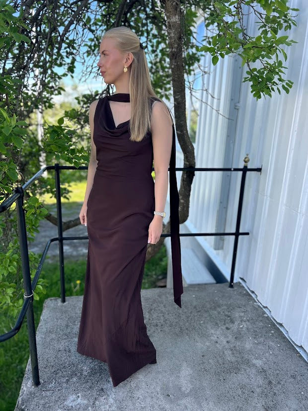 Vida Cowl Neck Scarf Maxi Dress