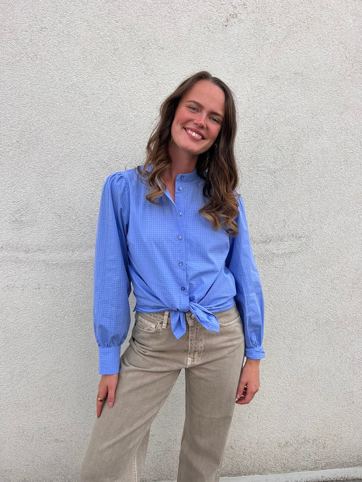Elona check shirt pale blue