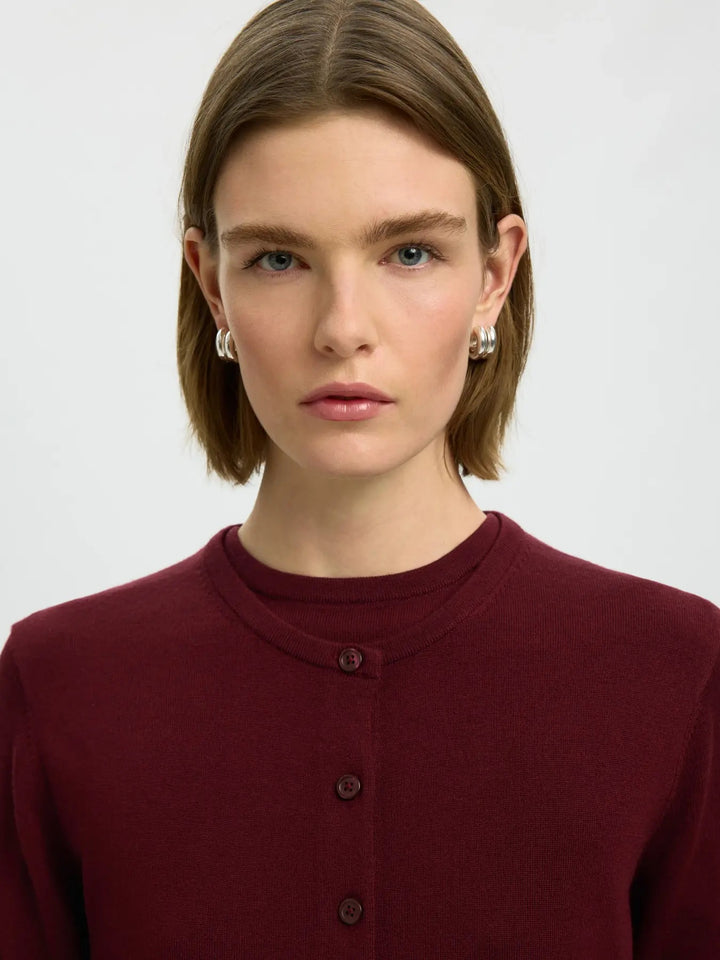 thea knit merino cardigan tawny port