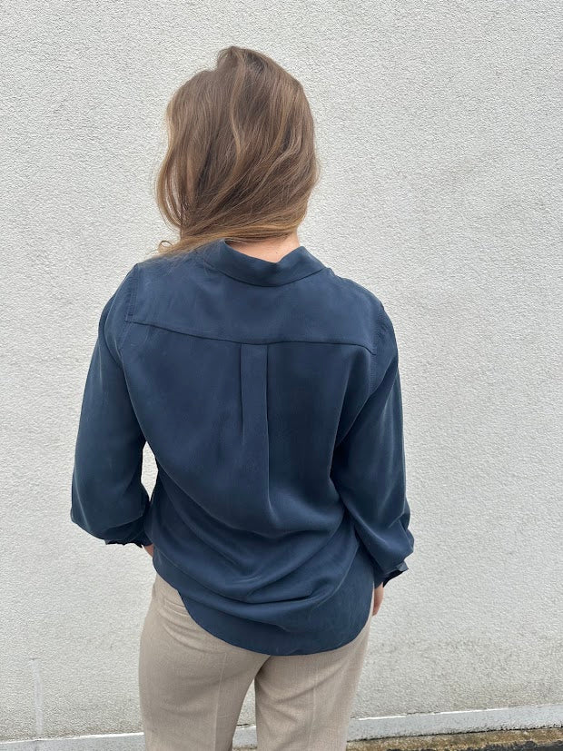 Silkebluse Classic Navy