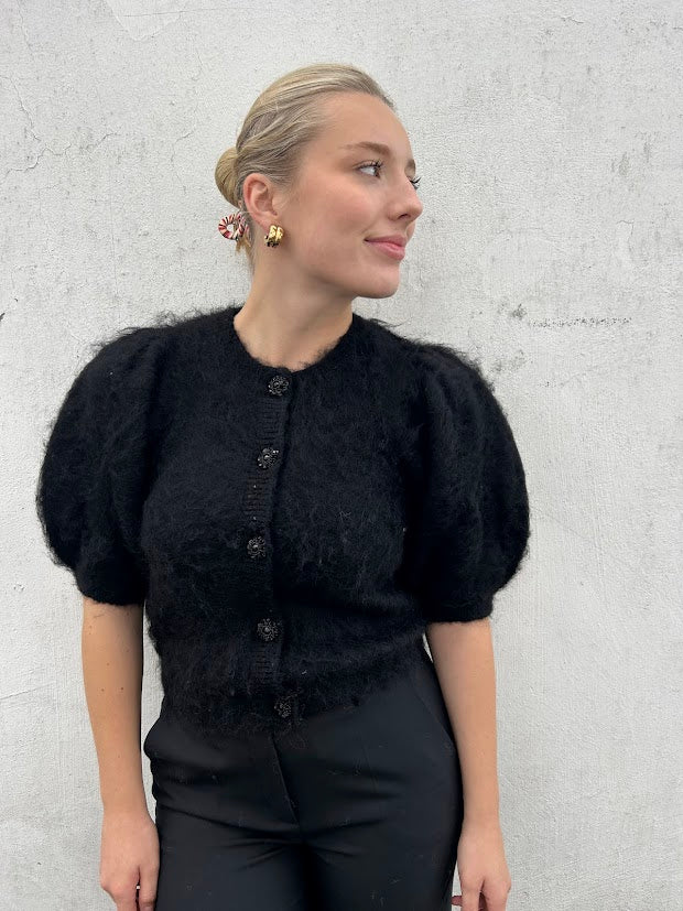 Hairy Knit Puffed Jacket