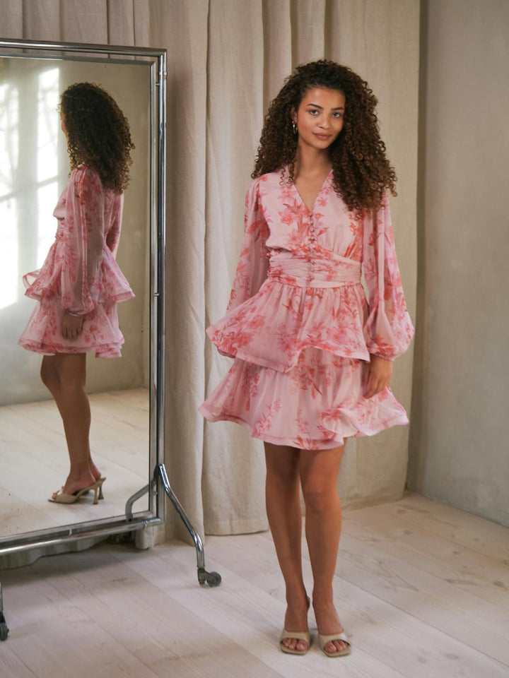 Rivana Print Chiffon Dress