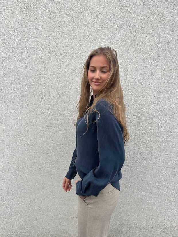 Silkebluse Classic Navy