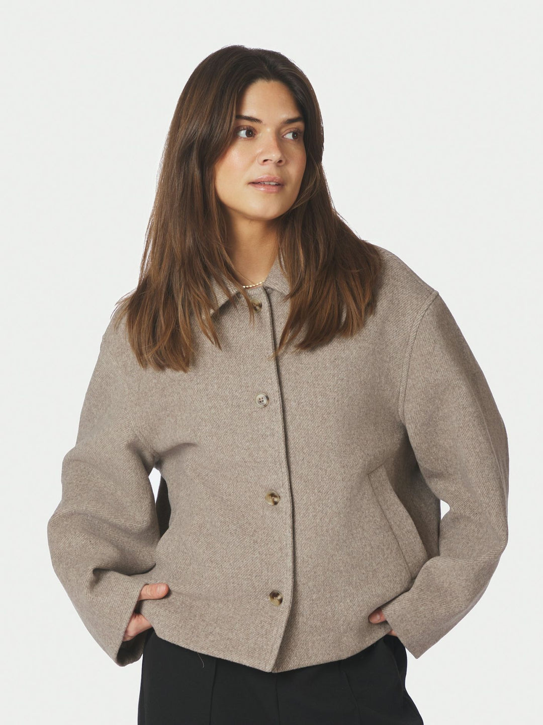 Hamra herringbone twill jacket beige