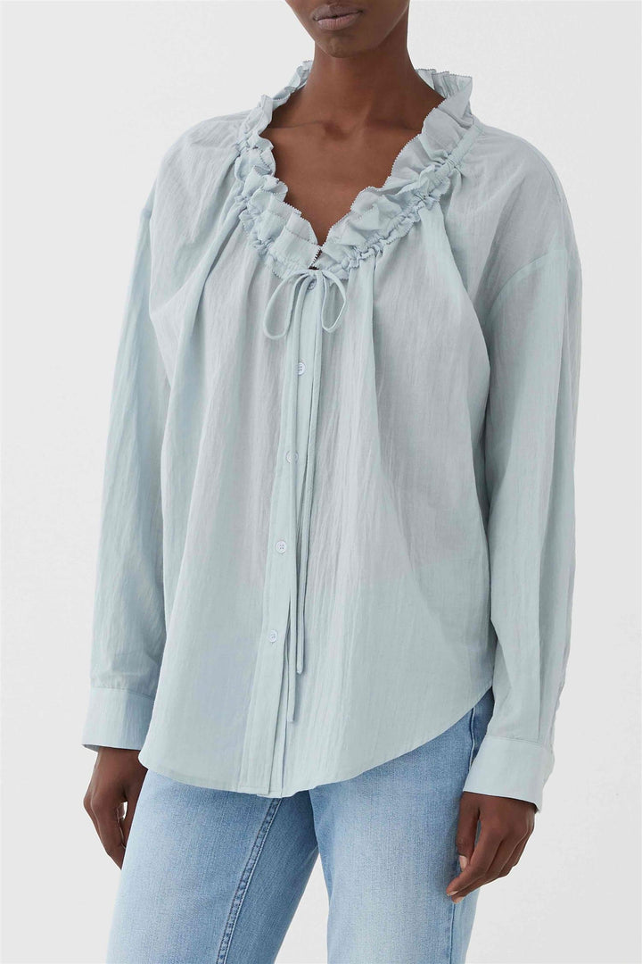 Blusa Ruffle celeste