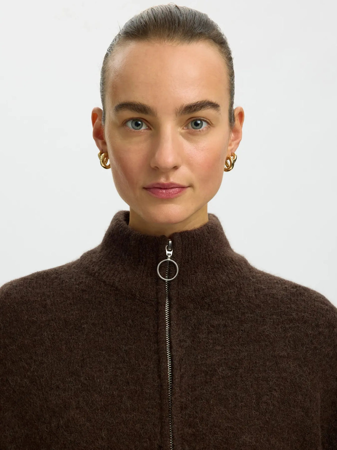 sia ras knit zipper cardigan delicioso