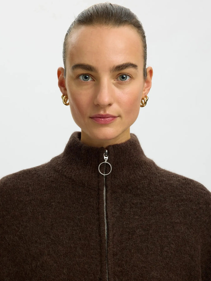 sia ras knit zipper cardigan delicioso