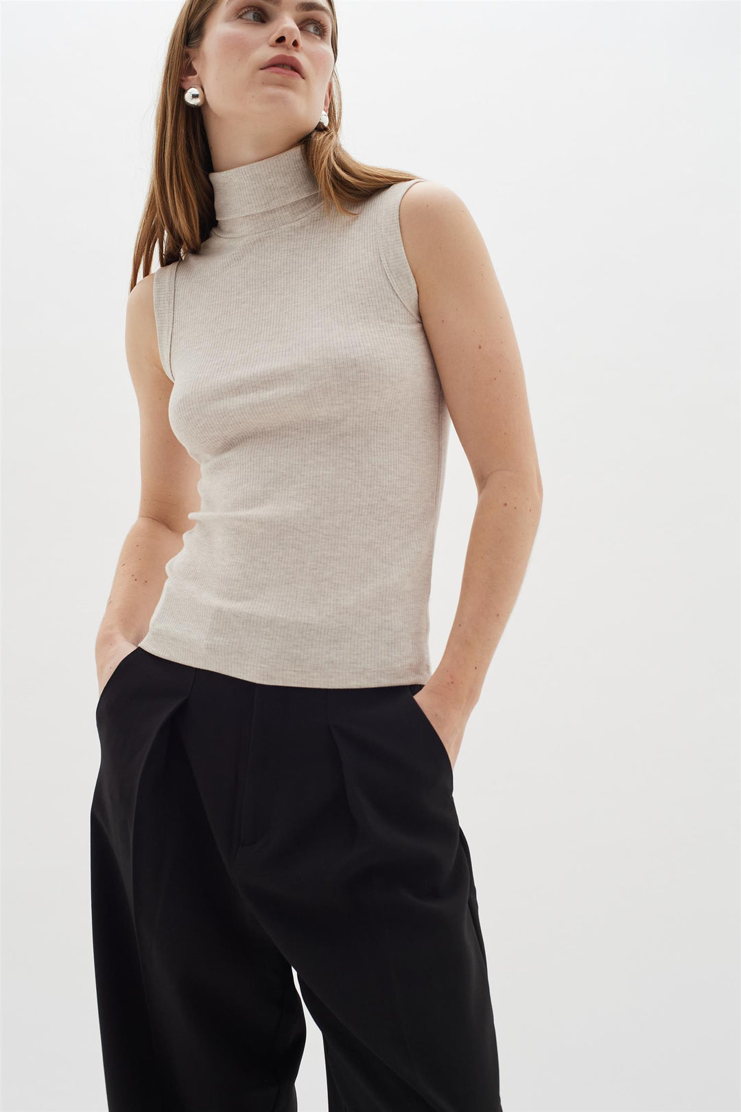 Dagna Melange Roll Neck Top