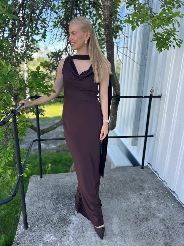 Vida Cowl Neck Scarf Maxi Dress