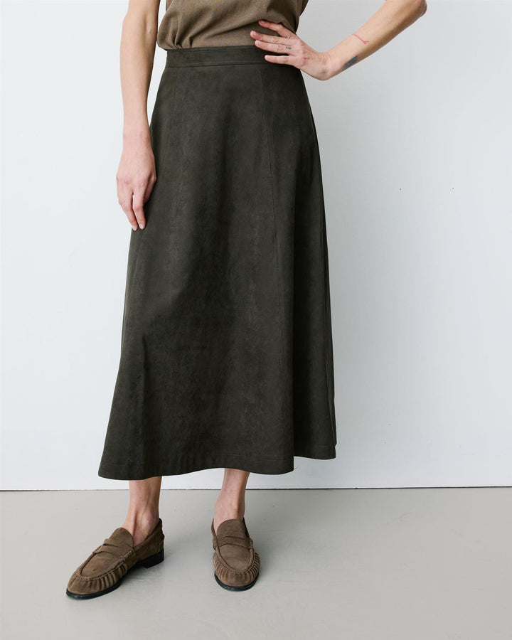 Ariana Flared maxi suede effect skirt