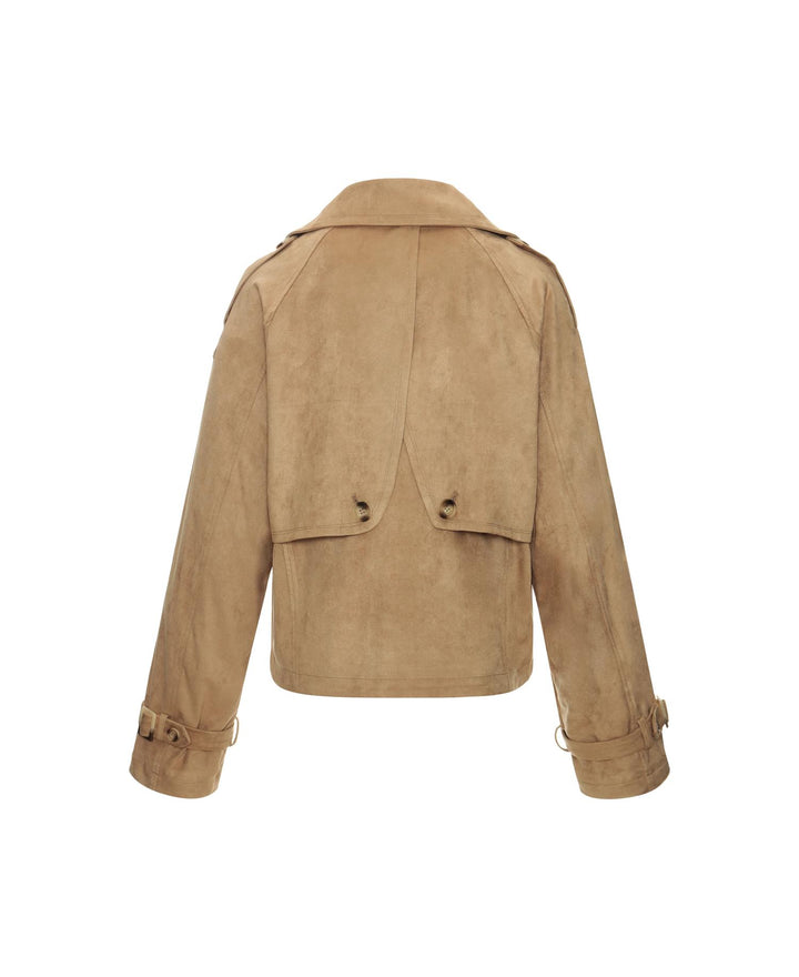 Faux Suede Trench Jacket